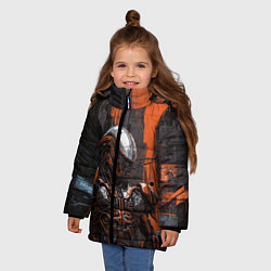 Куртка зимняя для девочки Боевой робот ксеноморф, цвет: 3D-светло-серый — фото 2