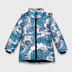 Куртка зимняя для девочки Sea waves, цвет: 3D-черный