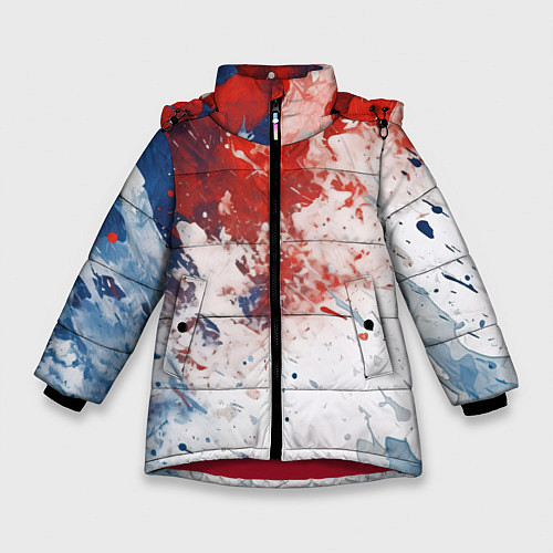 Зимняя куртка для девочки Краски в цветах России / 3D-Красный – фото 1
