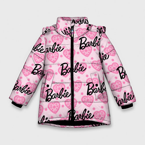 Зимняя куртка для девочки Логотип Барби и розовое кружево / 3D-Черный – фото 1