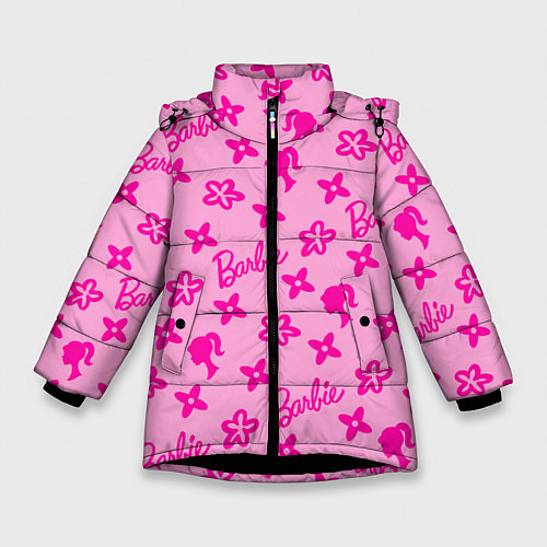 Зимняя куртка для девочки Барби паттерн розовый / 3D-Черный – фото 1