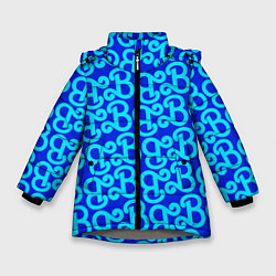 Зимняя куртка для девочки Логотип Барби - синий паттерн