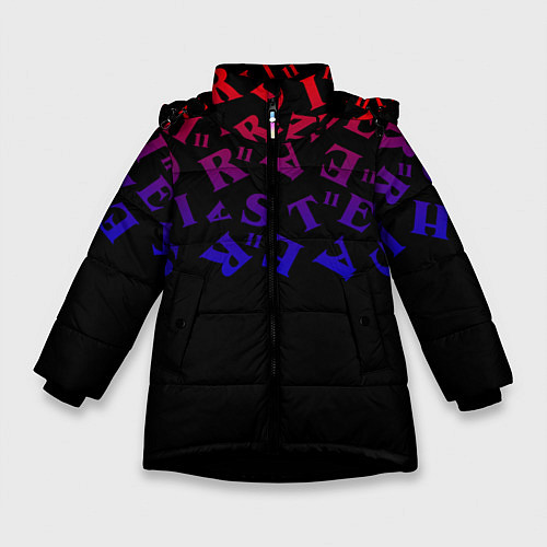 Зимняя куртка для девочки Очень странные дела паттерн / 3D-Черный – фото 1
