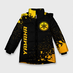 Куртка зимняя для девочки Yamaha - gold gradient: надпись, символ, цвет: 3D-черный