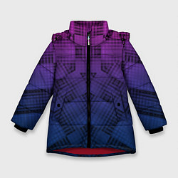 Куртка зимняя для девочки Пурпурно-синий геометрический узор, цвет: 3D-красный