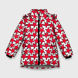Куртка зимняя для девочки Ретро звёзды красные, цвет: 3D-светло-серый