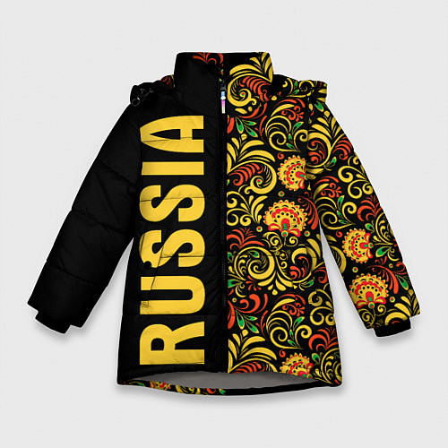 Зимняя куртка для девочки Russia хохлома / 3D-Светло-серый – фото 1