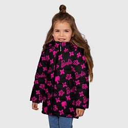 Куртка зимняя для девочки Барби паттерн черно-розовый, цвет: 3D-черный — фото 2