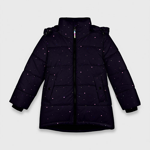 Зимняя куртка для девочки Абстракция ночь тёмно-фиолетовый / 3D-Черный – фото 1