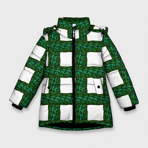 Зимняя куртка для девочки Зеленые змейки / 3D-Черный – фото 1