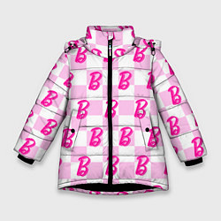 Зимняя куртка для девочки Розовая шашка и Барби