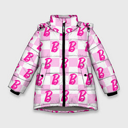 Зимняя куртка для девочки Розовая шашка и Барби