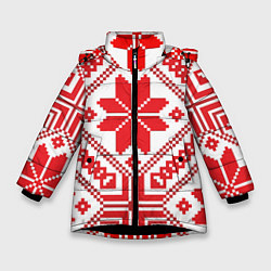 Куртка зимняя для девочки Национальный, цвет: 3D-черный