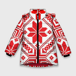 Куртка зимняя для девочки Национальный, цвет: 3D-красный