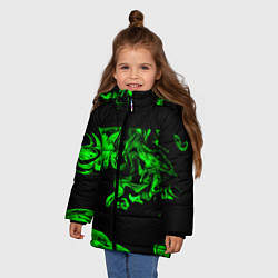Куртка зимняя для девочки Зеленый светящийся дым, цвет: 3D-светло-серый — фото 2