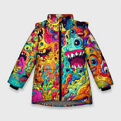 Зимняя куртка для девочки Космические зубастые чудовища