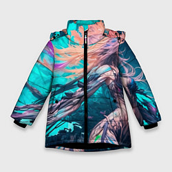 Куртка зимняя для девочки Лига стихий, цвет: 3D-черный
