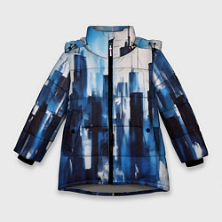 Куртка зимняя для девочки Мегаполис акварелью, цвет: 3D-светло-серый