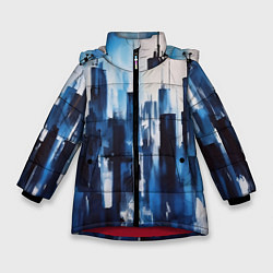 Куртка зимняя для девочки Мегаполис акварелью, цвет: 3D-красный