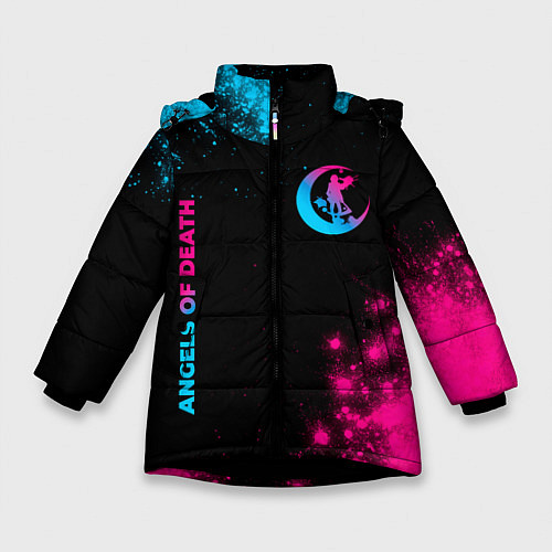 Зимняя куртка для девочки Angels of Death - neon gradient: надпись, символ / 3D-Черный – фото 1