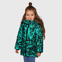 Куртка зимняя для девочки Ярко-голубой пятнистый, цвет: 3D-черный — фото 2