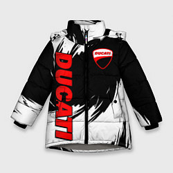 Куртка зимняя для девочки Ducati - мазки краски, цвет: 3D-светло-серый