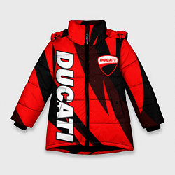 Куртка зимняя для девочки Ducati - красные волны, цвет: 3D-черный