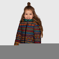 Куртка зимняя для девочки Этнические узоры полосы, цвет: 3D-черный — фото 2
