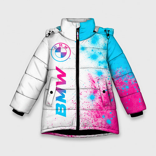 Зимняя куртка для девочки BMW neon gradient style: по-вертикали / 3D-Черный – фото 1