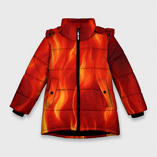 Зимняя куртка для девочки Огонь рыжий / 3D-Черный – фото 1