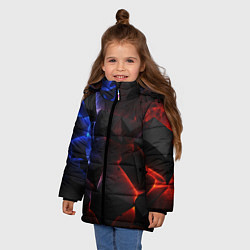 Куртка зимняя для девочки Объемные черные плиты, цвет: 3D-черный — фото 2