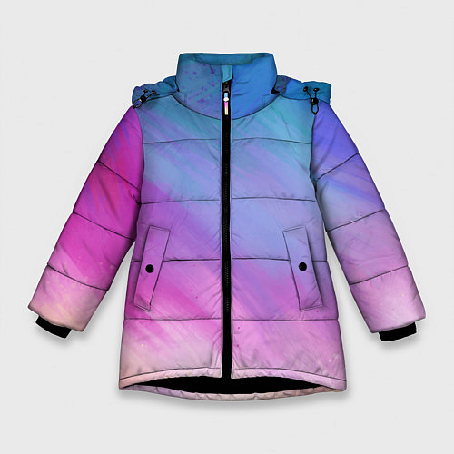 Зимняя куртка для девочки Абстрактная текстура акварельного градиента / 3D-Черный – фото 1