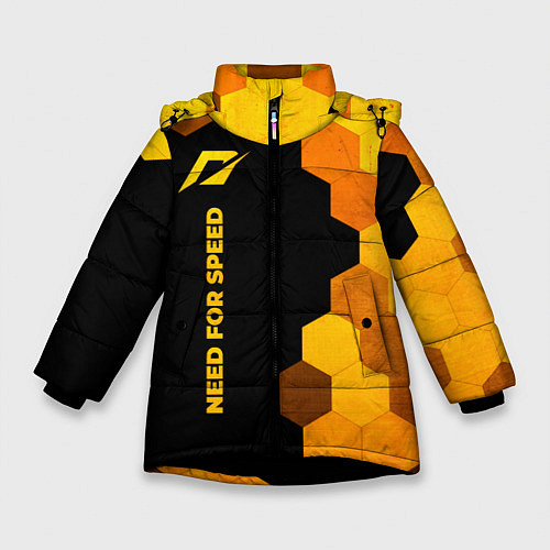 Зимняя куртка для девочки Need for Speed - gold gradient: по-вертикали / 3D-Черный – фото 1