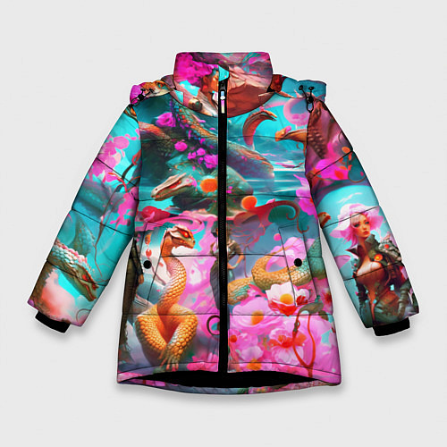 Зимняя куртка для девочки Фантазия сон / 3D-Черный – фото 1