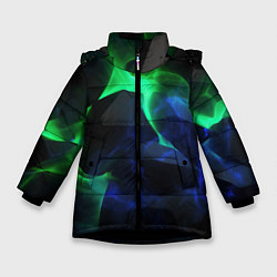 Куртка зимняя для девочки Неоновая лава из плит, цвет: 3D-черный