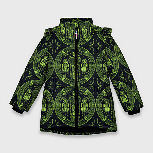 Зимняя куртка для девочки Орнамент маори / 3D-Черный – фото 1