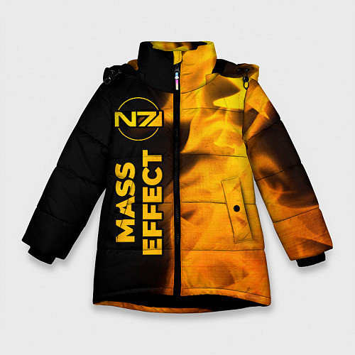 Зимняя куртка для девочки Mass Effect - gold gradient: по-вертикали / 3D-Черный – фото 1