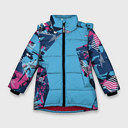 Куртка зимняя для девочки Цифровая река спортивный паттерн, цвет: 3D-красный