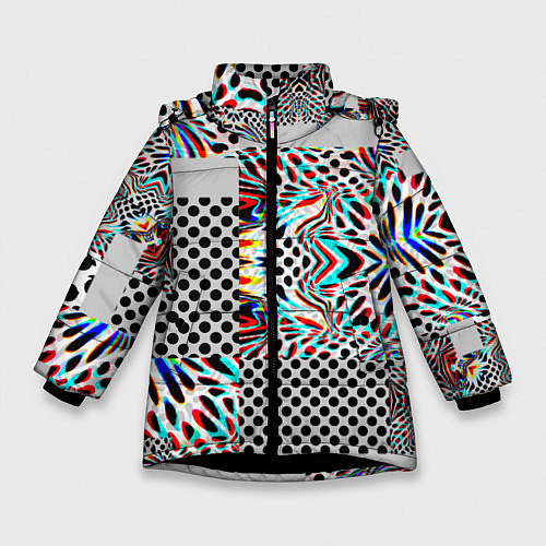 Зимняя куртка для девочки Абстракция электро / 3D-Черный – фото 1