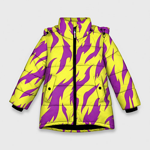 Зимняя куртка для девочки Кислотный тигр паттерн / 3D-Черный – фото 1