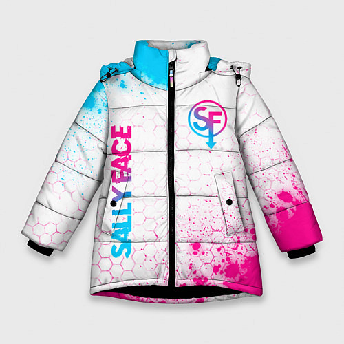 Зимняя куртка для девочки Sally Face neon gradient style: надпись, символ / 3D-Черный – фото 1