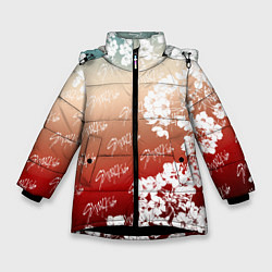 Куртка зимняя для девочки Stray Kids flowers, цвет: 3D-черный