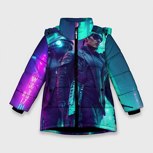 Зимняя куртка для девочки Киберлюди / 3D-Черный – фото 1