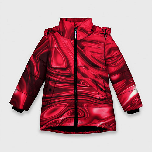 Зимняя куртка для девочки Абстракция плазма красный / 3D-Черный – фото 1