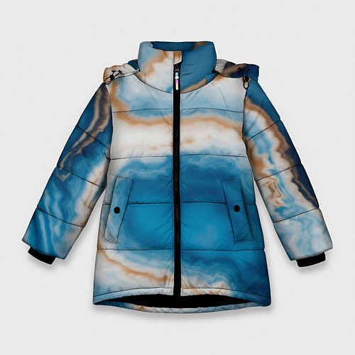 Зимняя куртка для девочки Волна голубого агата / 3D-Черный – фото 1