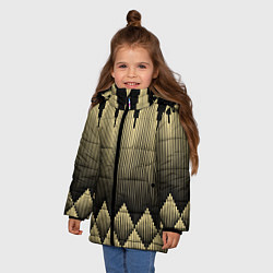 Куртка зимняя для девочки Золотые ромбы на черном, цвет: 3D-красный — фото 2