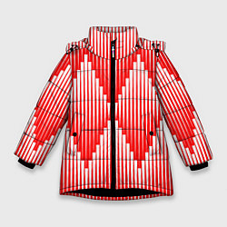 Зимняя куртка для девочки Красные белые большие ромбы