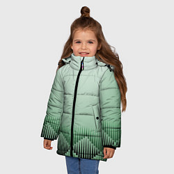 Куртка зимняя для девочки Зеленый градиент с ромбами, цвет: 3D-красный — фото 2