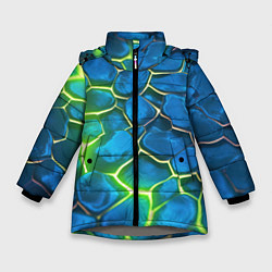 Куртка зимняя для девочки Green blue neon, цвет: 3D-светло-серый