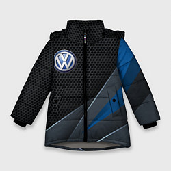 Куртка зимняя для девочки Фольцваген - синяя броня, цвет: 3D-светло-серый